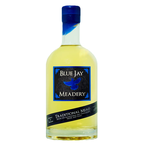 Bottle of Blue Jay Meadery Traditional Mead on a white background